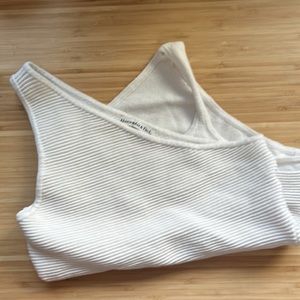 Abercrombie Asymmetrical Sweater Body Suit in Cream
